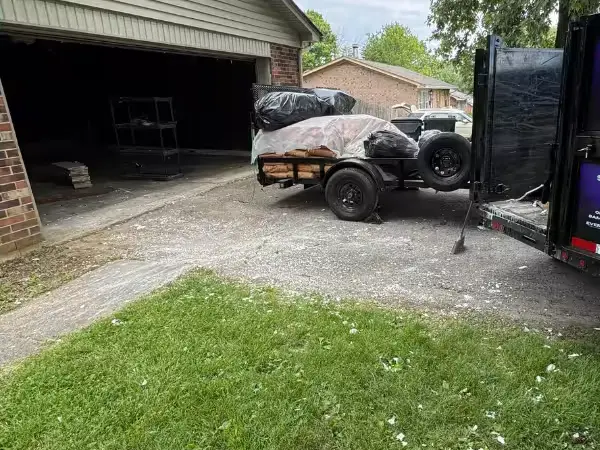The same garage front cleared