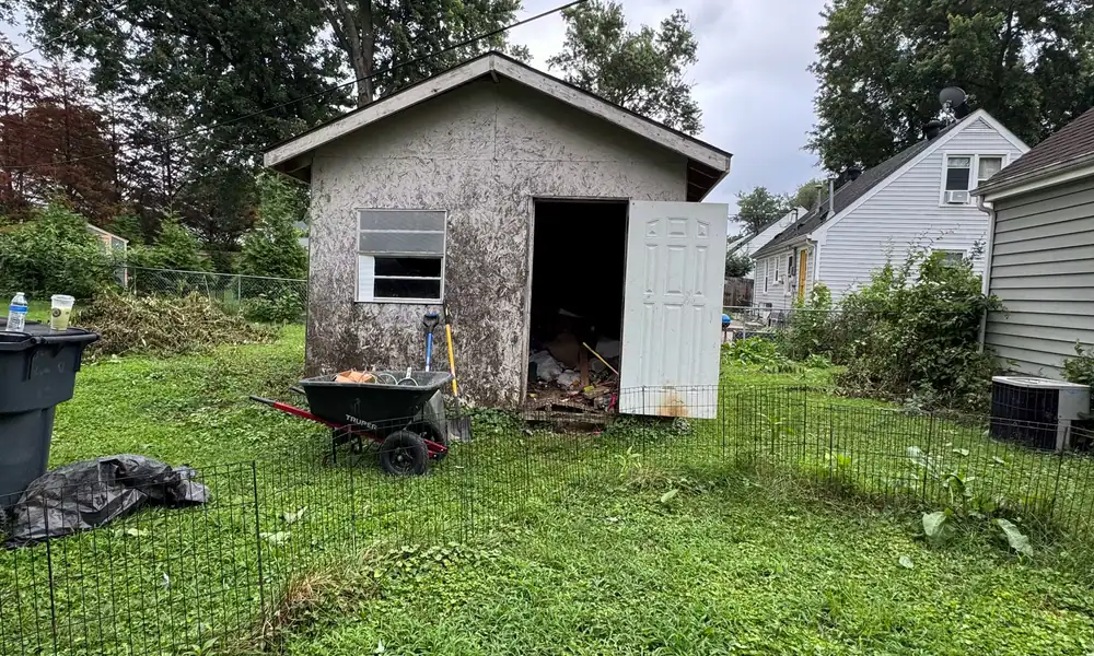 Old wooden shed before removal